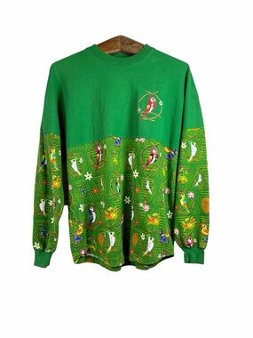 Disney Disneyland Enchanted Tiki Room Floral Spirit Jersey Size S Green Cotton